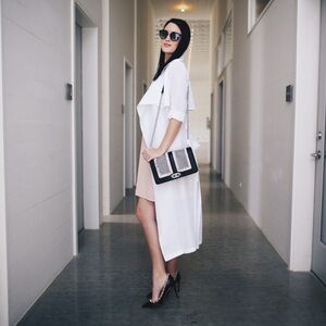 ILY COUTURE White Draped Trench Coat